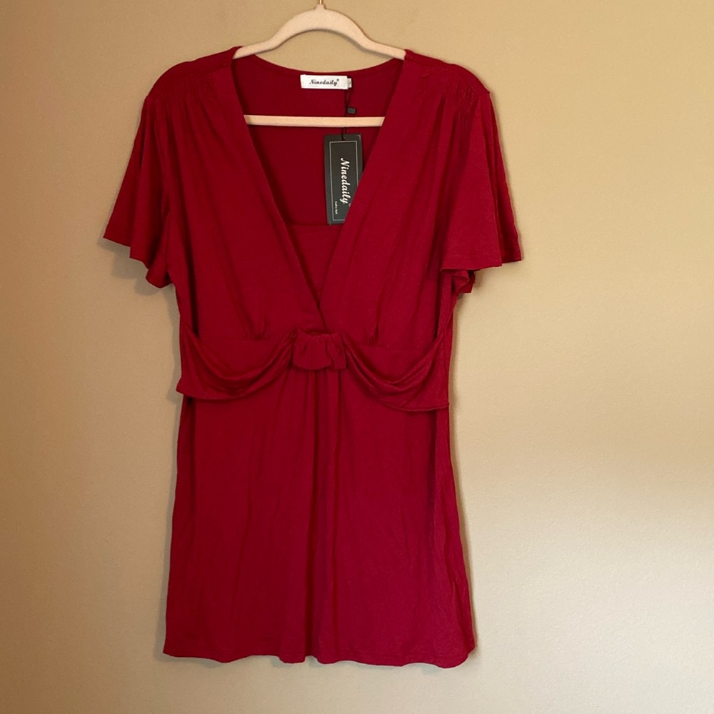 Ninedaily Red Maternity Short Sleeve T-shirt Large New